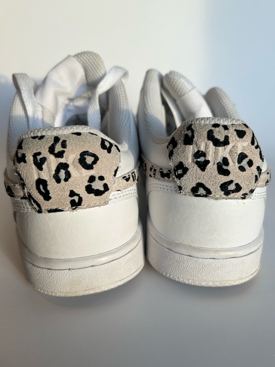 Nike Women's Court Vision Low — White with Leopard Swoosh - Picture 4 of 9